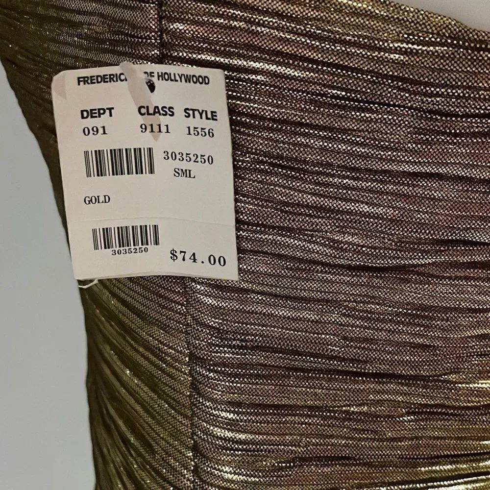 Frederick’s of Hollywood Gold Foil Mini Dress Small - Picture 4 of 7